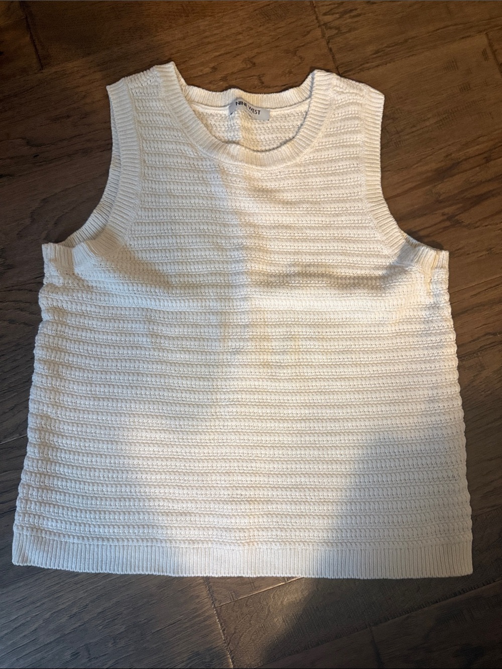 Nine West Ivory Ribbed Knit Sleeveless Top